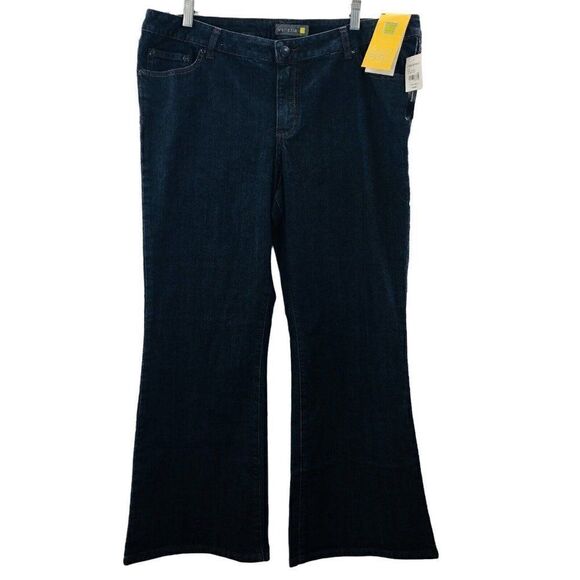 Lane Bryant Womens Jeans Petite Venezia Stretch Flare Dark Wash Size 2 16P NWT - Picture 1 of 9